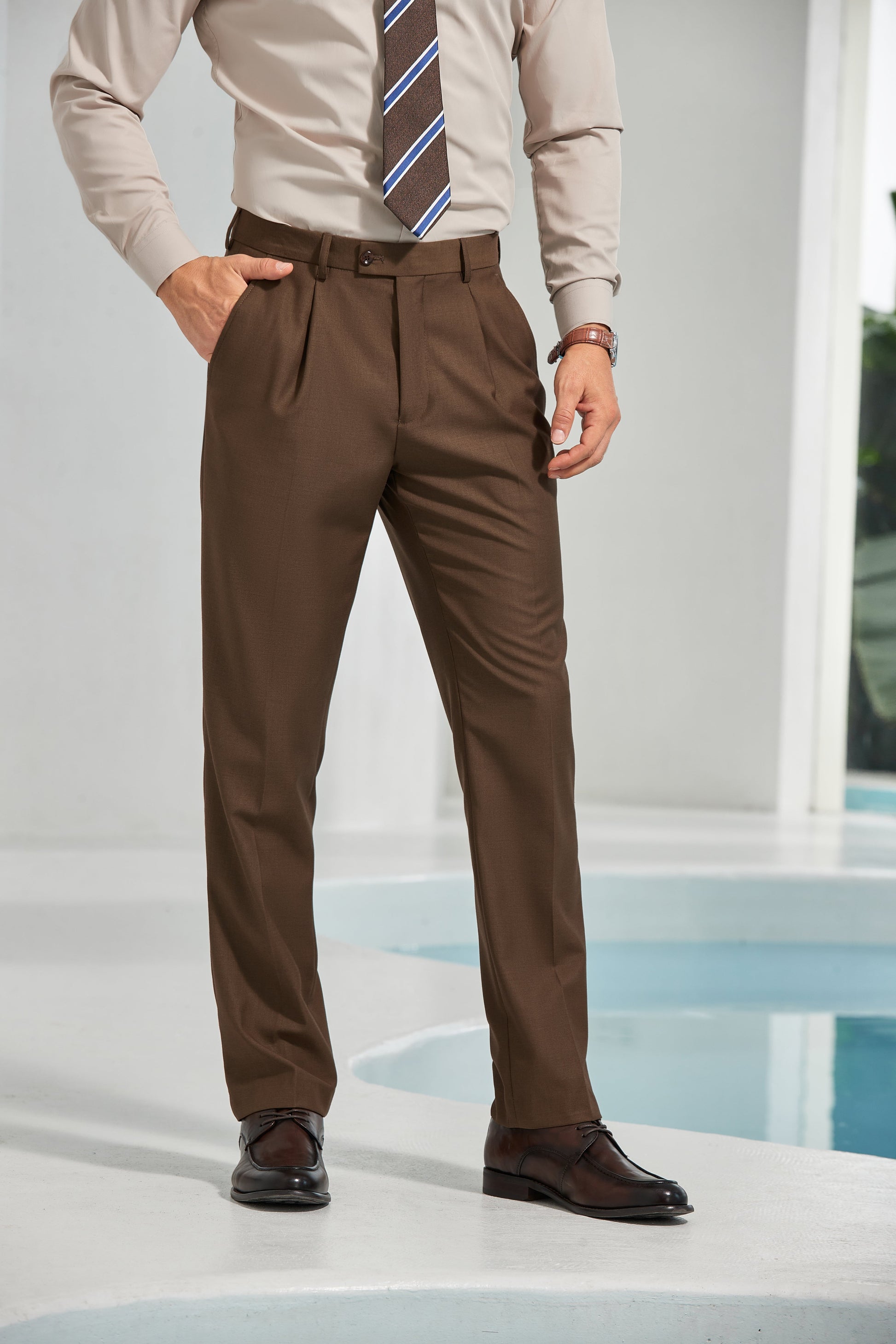 Coffee Men's Pants for Party, Wedding and Business 2566 Yuanlu