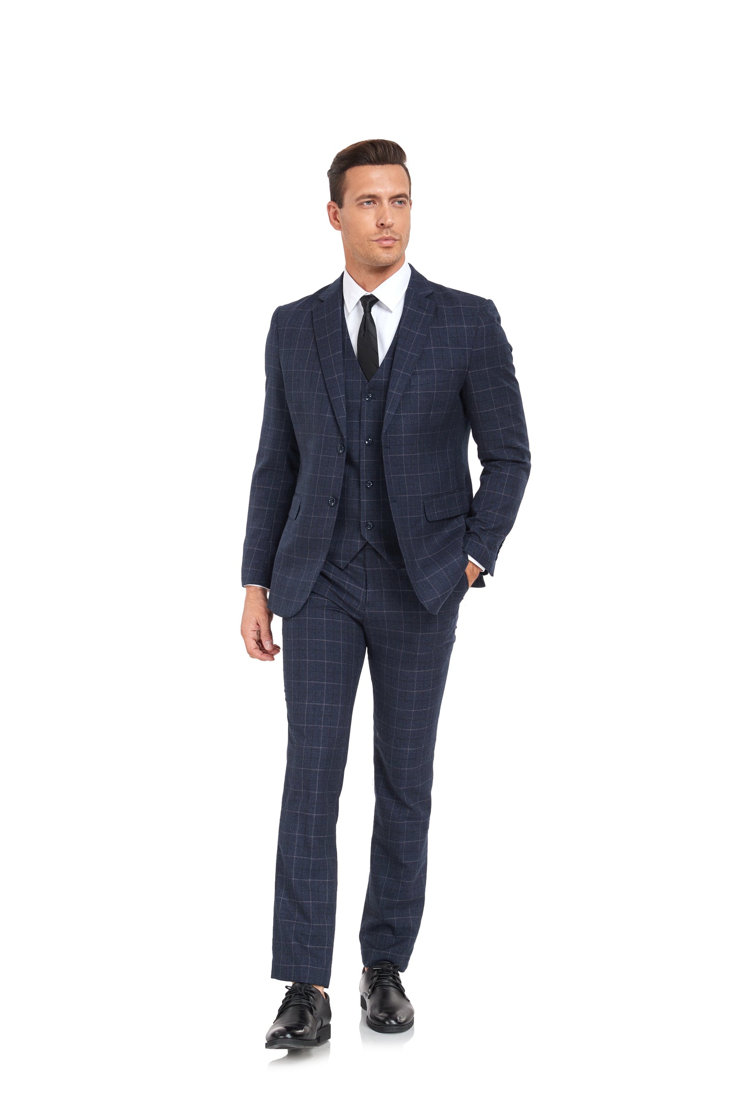 Plaid Men's 3 Piece Slim Fit Suit Set (MORE COLORS+) Yuanlu