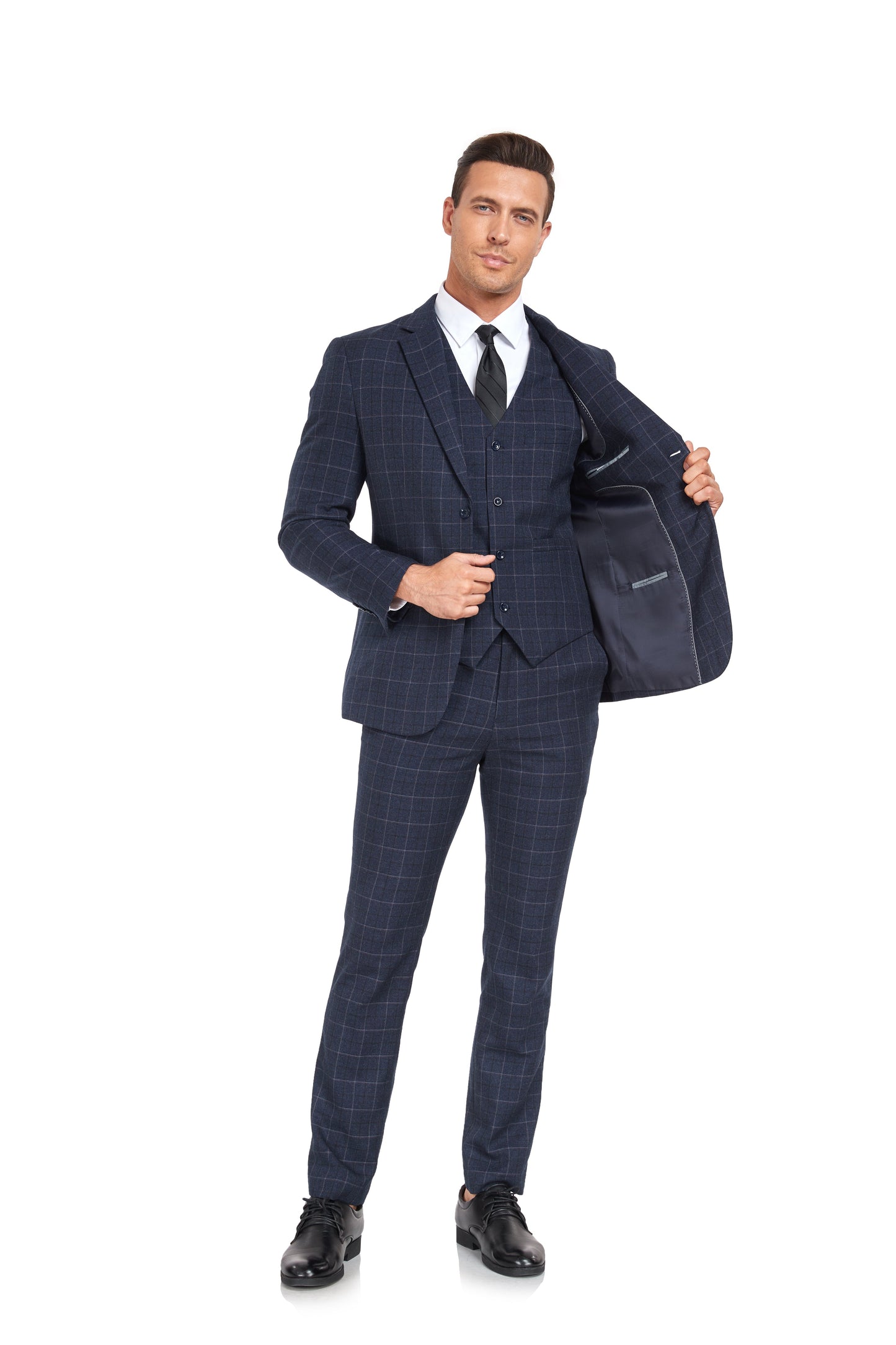 Plaid Men's 3 Piece Slim Fit Suit Set (MORE COLORS+) Yuanlu