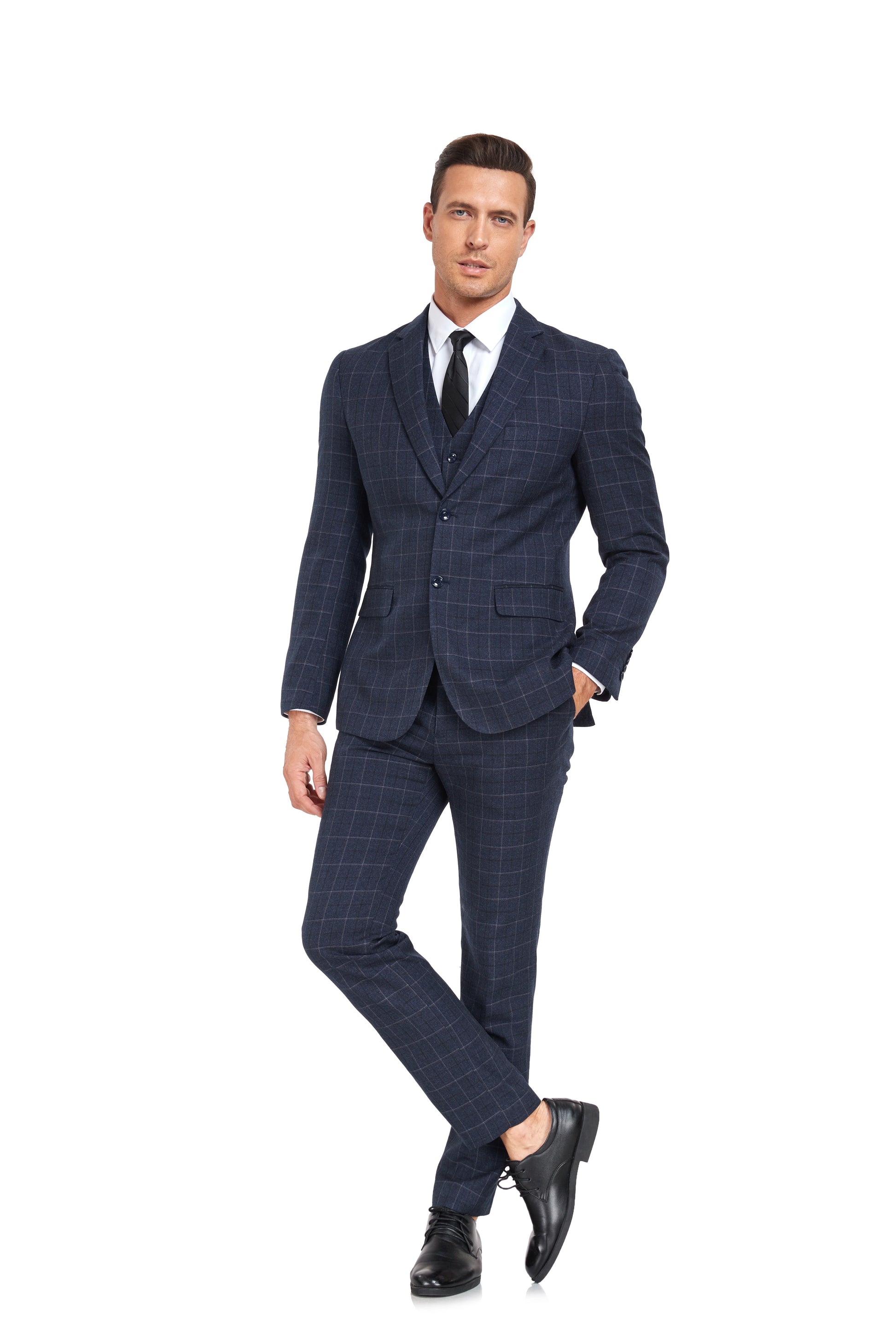 Plaid Men's 3 Piece Slim Fit Suit Set (MORE COLORS+) Yuanlu