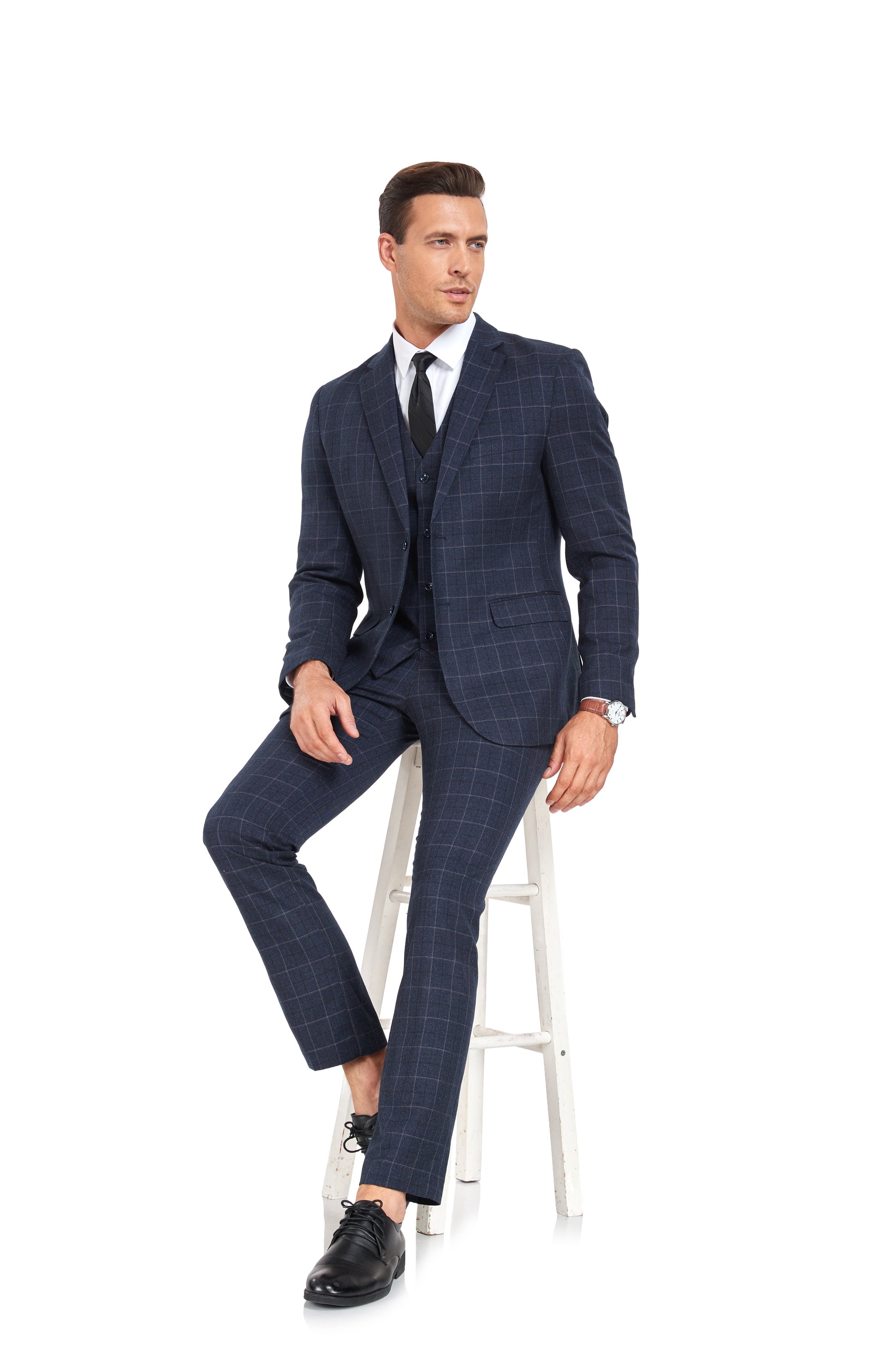 Plaid Men's 3 Piece Slim Fit Suit Set (MORE COLORS+) Yuanlu