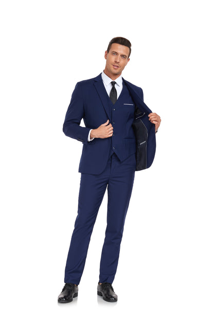 Navy Gentleman's Groomsmen Party Business Banquet 3 Piece Men Suits Yuanlu