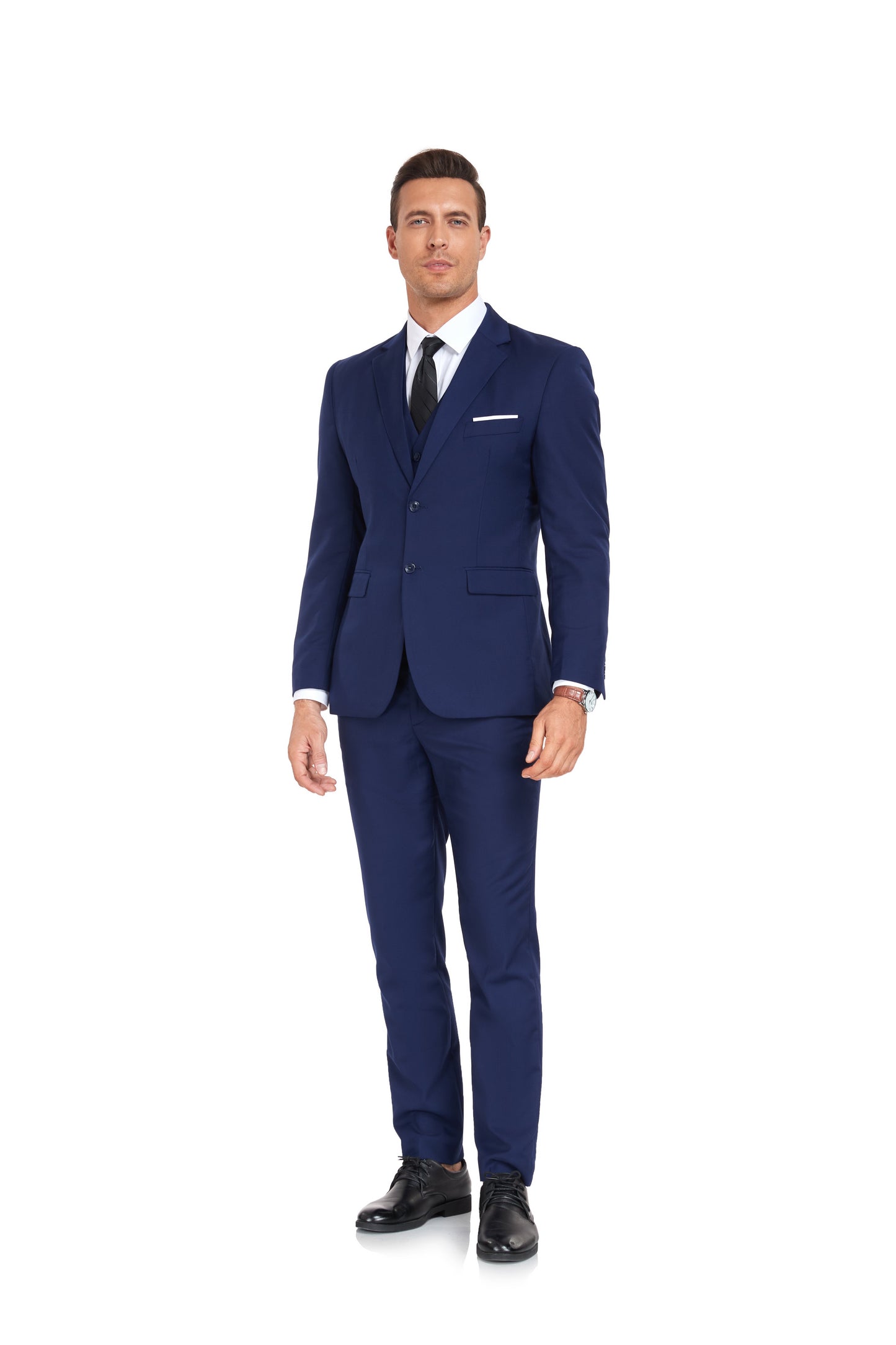 Navy Gentleman's Groomsmen Party Business Banquet 3 Piece Men Suits Yuanlu