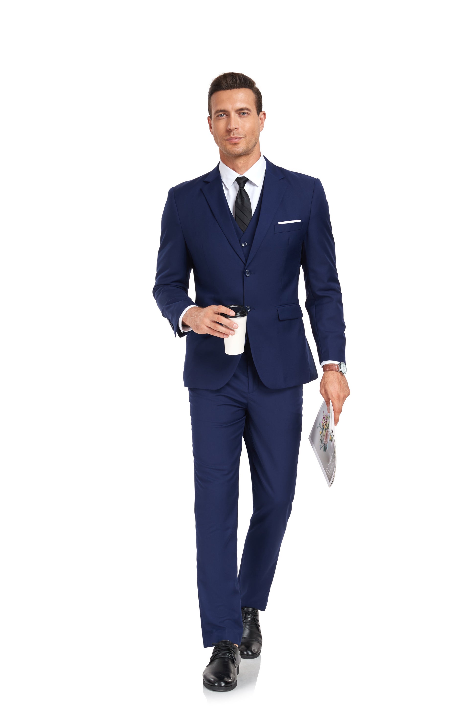 Navy Gentleman's Groomsmen Party Business Banquet 3 Piece Men Suits Yuanlu