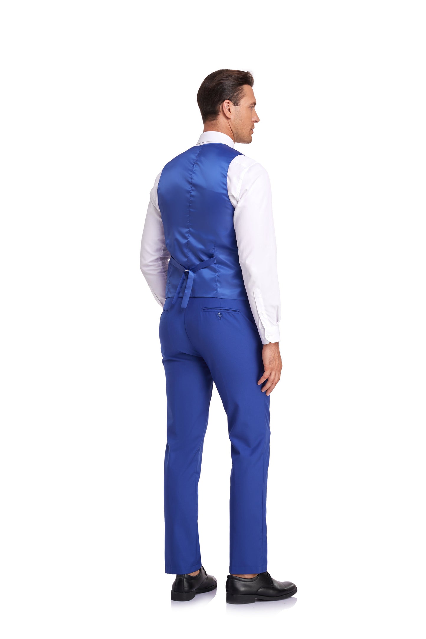 Royal Blue Men's Suits 2 Pieces Vest+Pants Set V-Neck Slim Fit Casual Waistcoat Suit Yuanlu