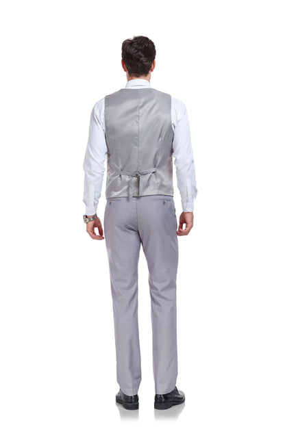 Light Grey Men's Suits 2 Pieces Vest+Pants Set V-Neck Slim Fit Casual Waistcoat Suit Yuanlu