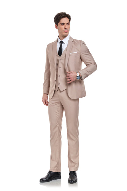 Champagne Two Button Wedding 3 Pieces Slim Fit Men Suits Yuanlu