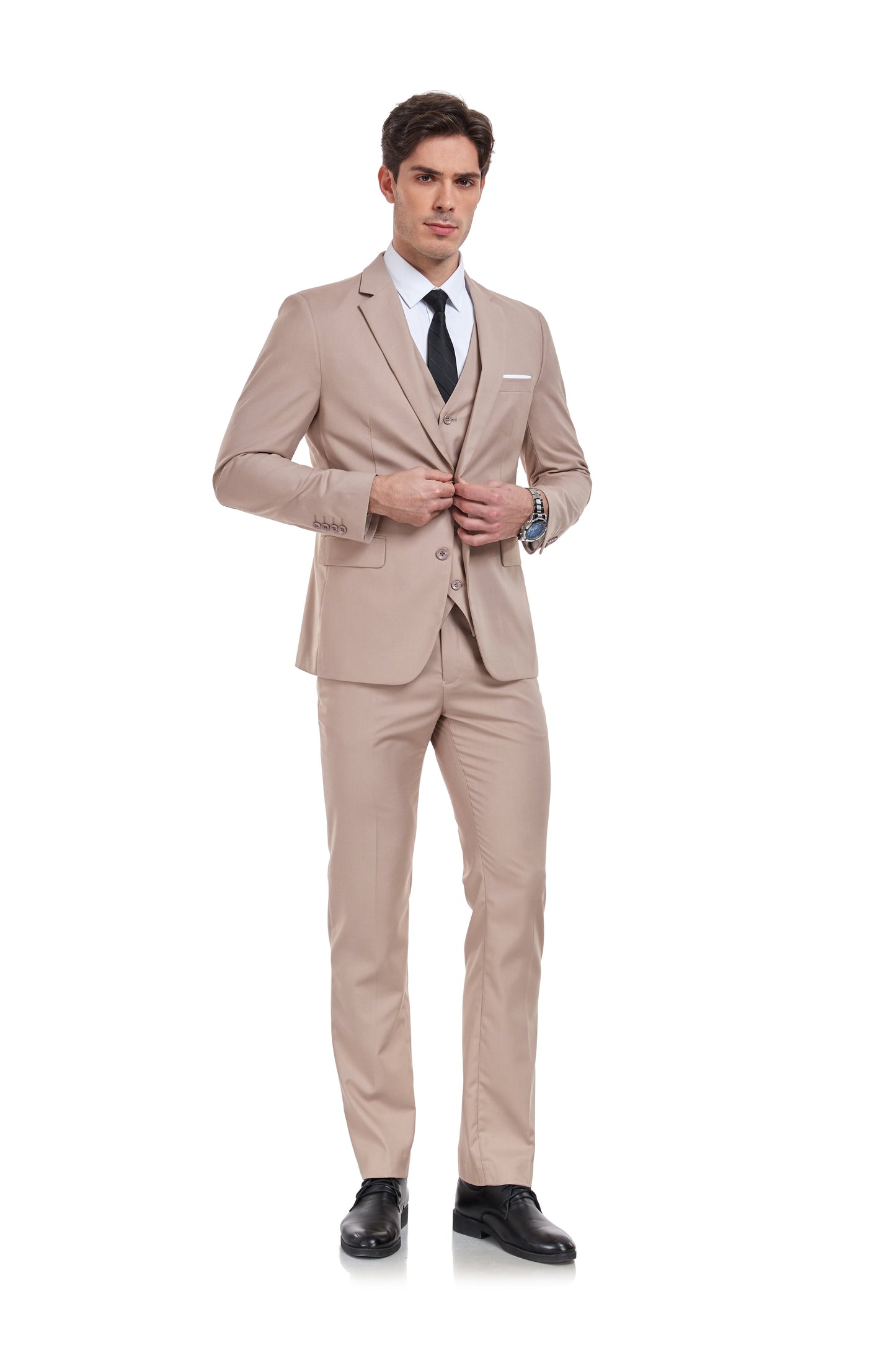 Champagne Two Button Wedding 3 Pieces Slim Fit Men Suits Yuanlu