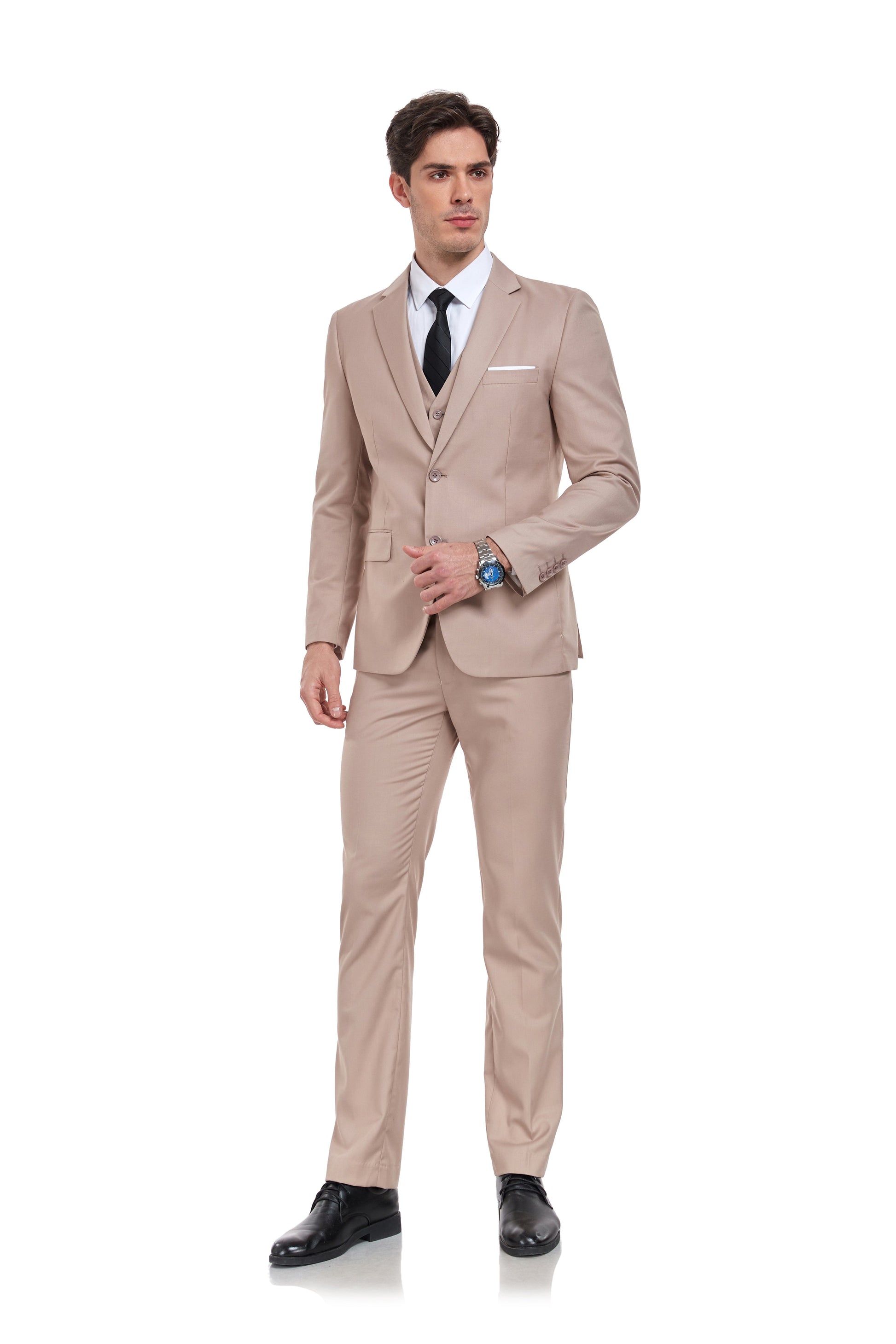 Champagne Two Button Wedding 3 Pieces Slim Fit Men Suits Yuanlu