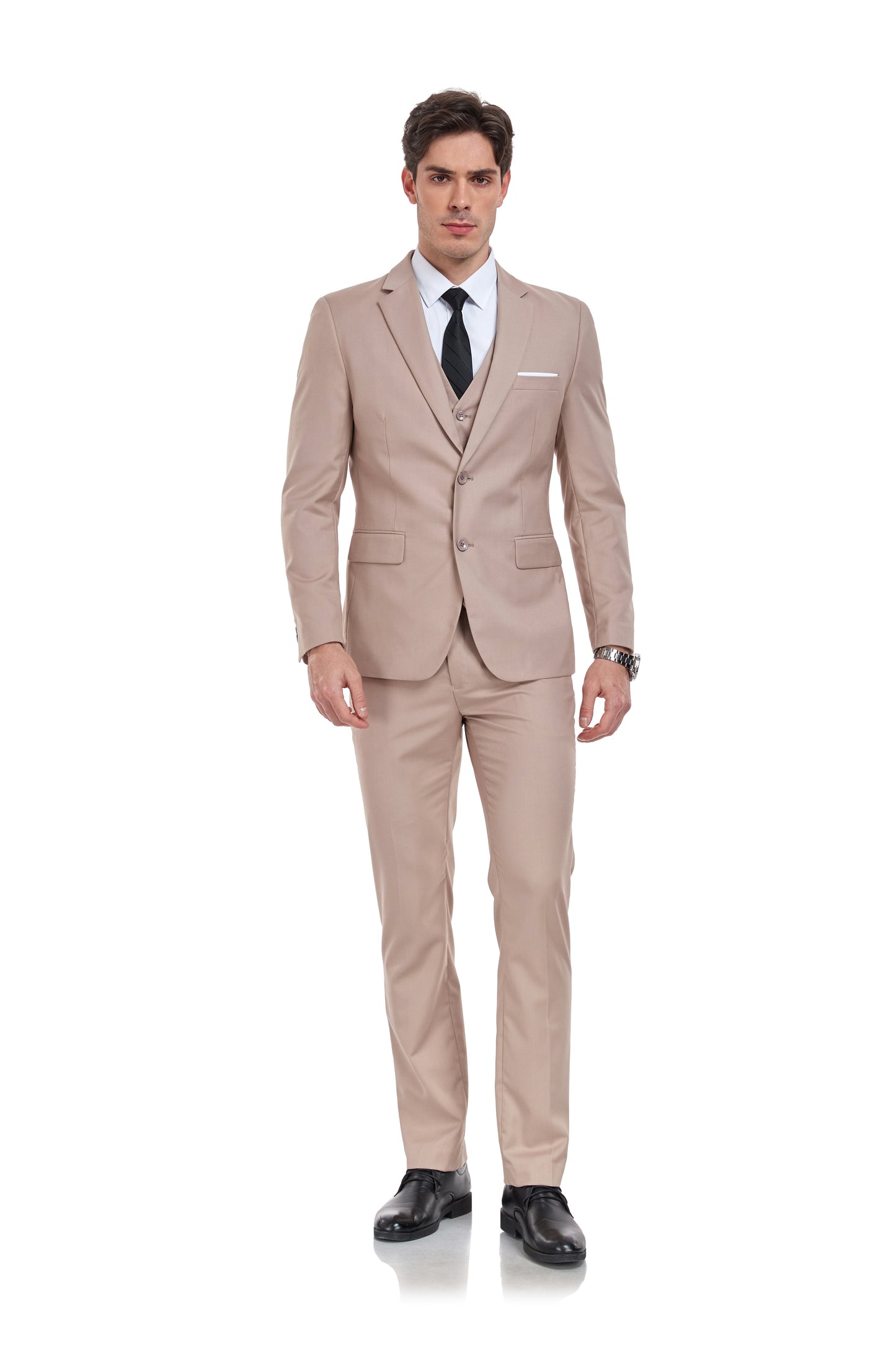 Champagne Two Button Wedding 3 Pieces Slim Fit Men Suits Yuanlu