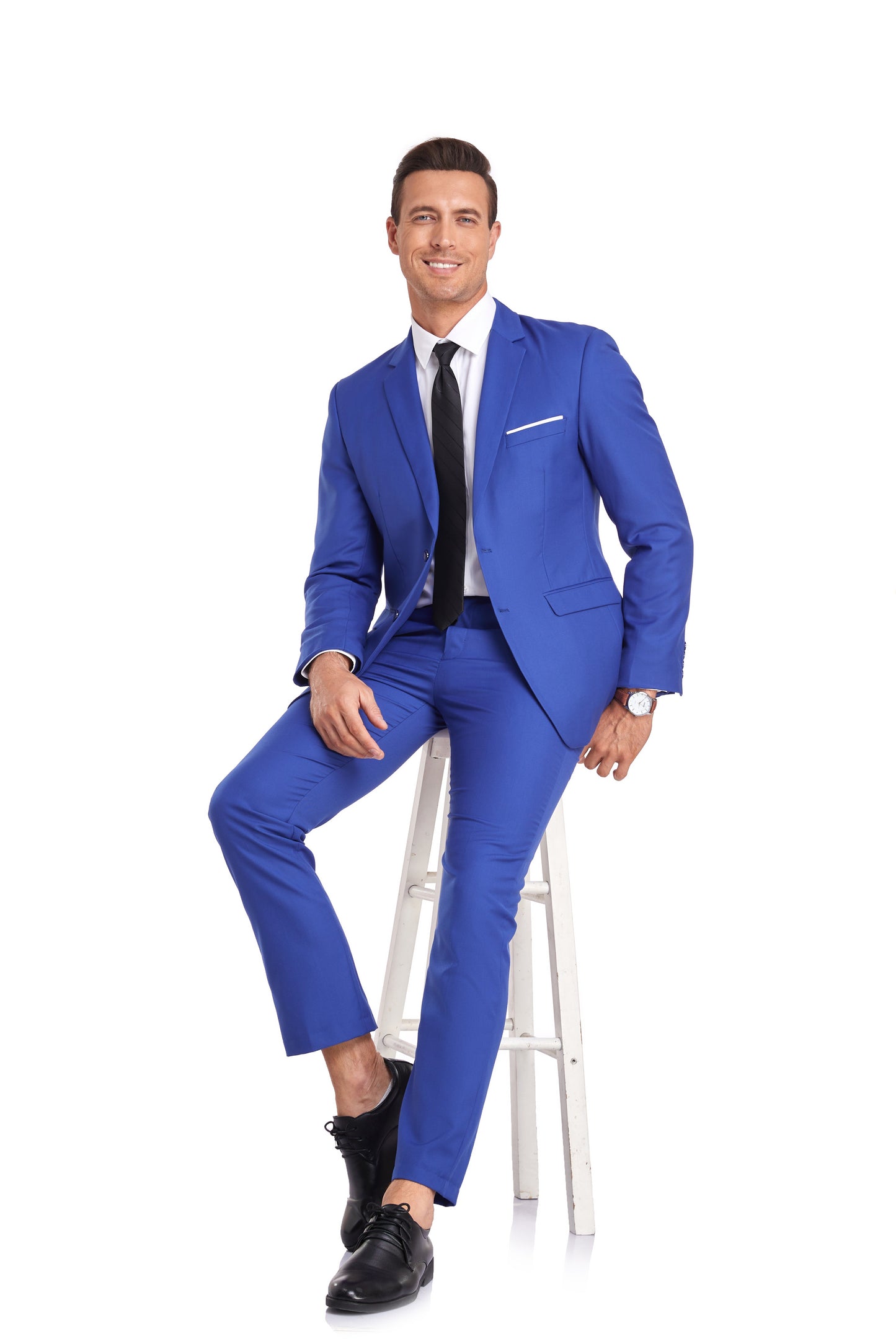 Royal Blue Two Button Wedding 2 Pieces Men's Suits Jacket+Pants Yuanlu