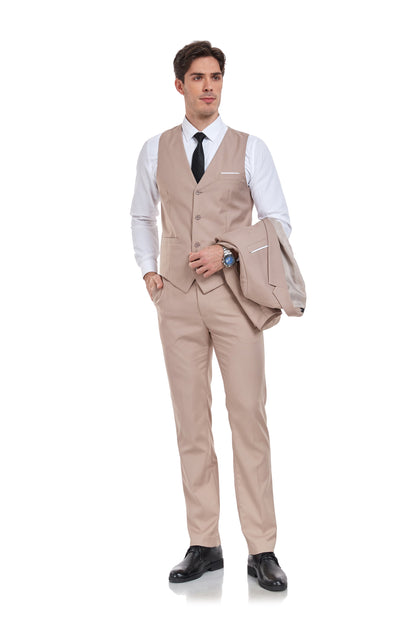 Champagne Two Button Wedding 3 Pieces Slim Fit Men Suits Yuanlu