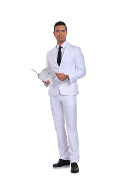 White Two Button Wedding 2 Pieces Men's Suits Jacket+Pants Yuanlu