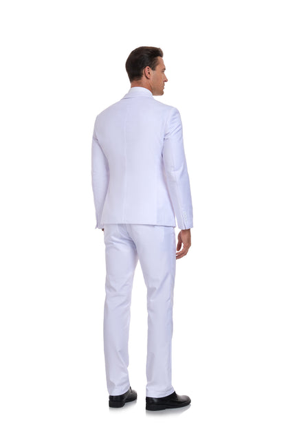 White Two Button Wedding 2 Pieces Men's Suits Jacket+Pants Yuanlu