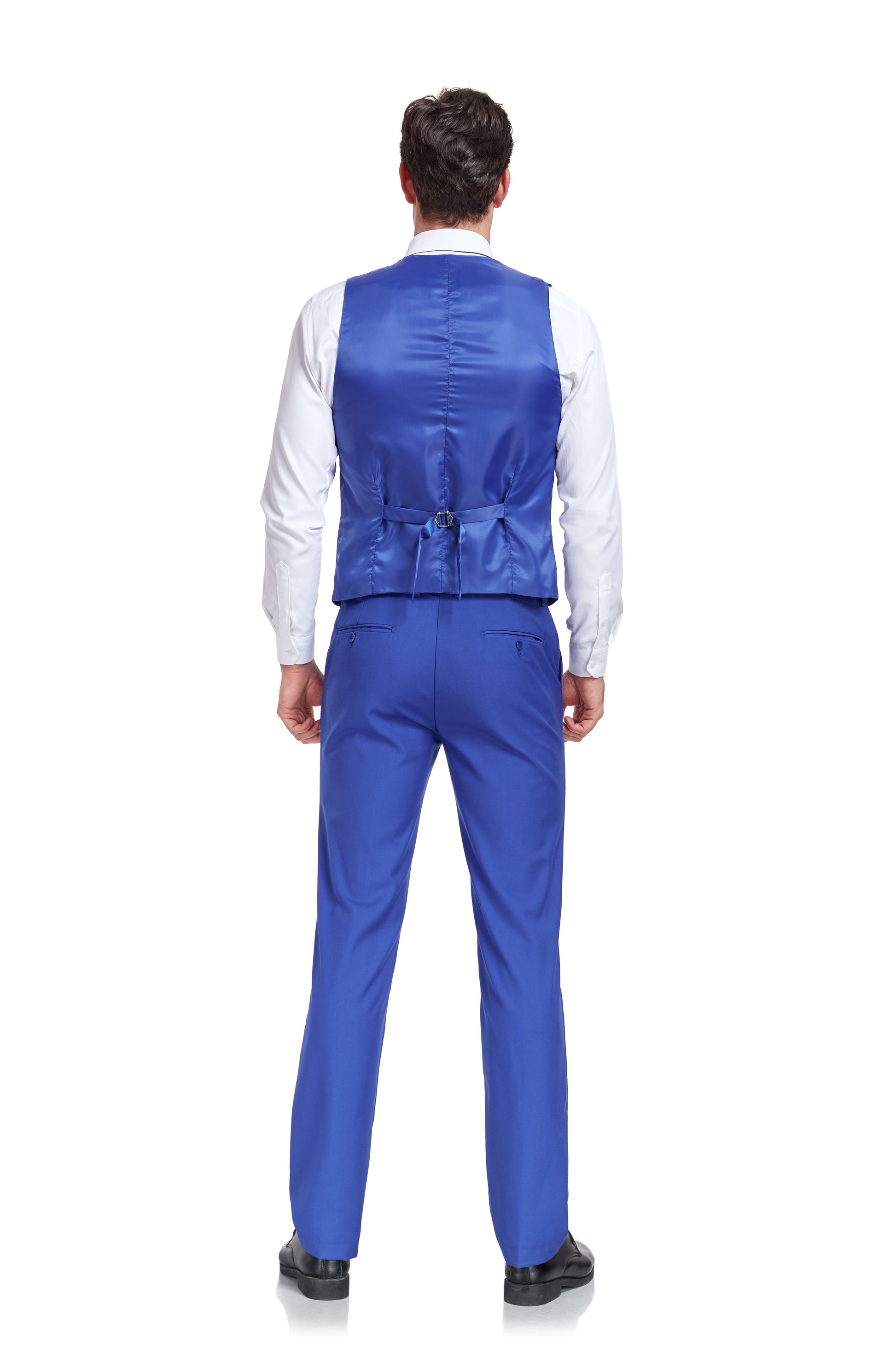 Royal Blue Men's Suits 2 Pieces Vest+Pants Set V-Neck Slim Fit Casual Waistcoat Suit Yuanlu