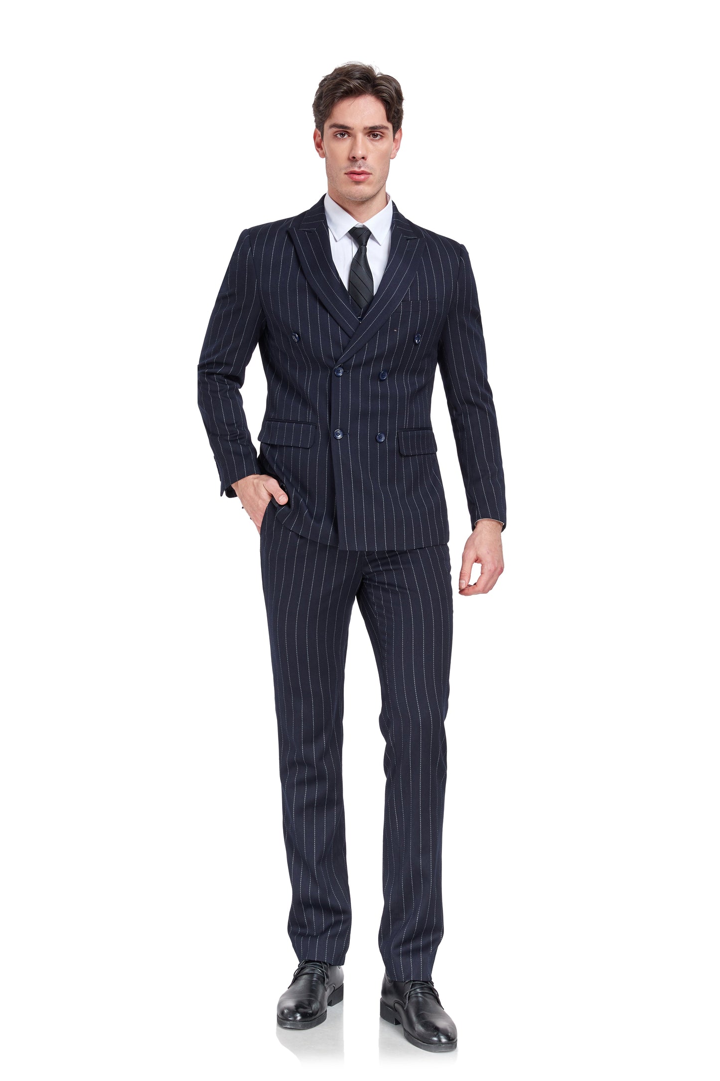 Navy Stripe Men's 3 Piece Set Yuanlu