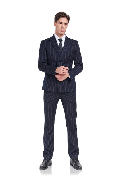 Navy Stripe Men's 3 Piece Set Yuanlu