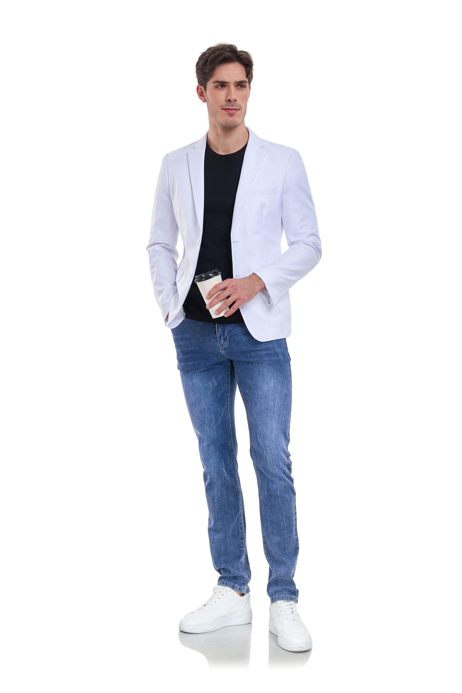 White Men's Two Button Blazer for Party, Wedding and Business Yuanlu