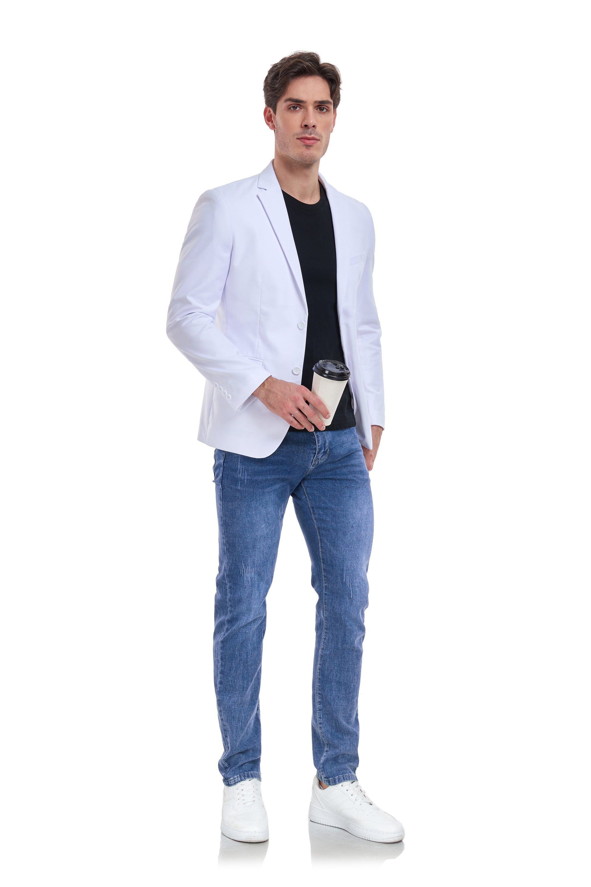 White Men's Two Button Blazer for Party, Wedding and Business Yuanlu