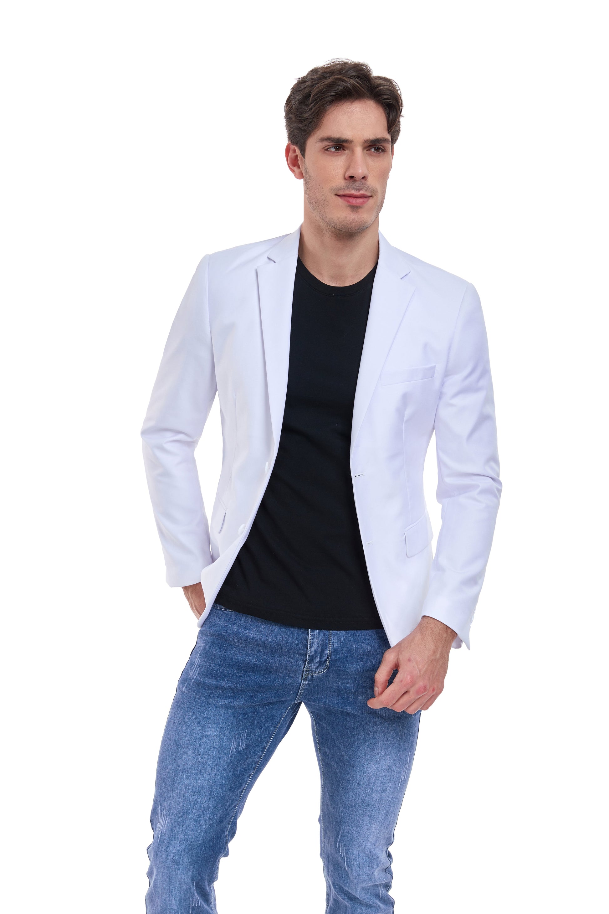 White Men's Two Button Blazer for Party, Wedding and Business Yuanlu