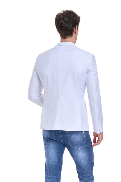 White Men's Two Button Blazer for Party, Wedding and Business Yuanlu