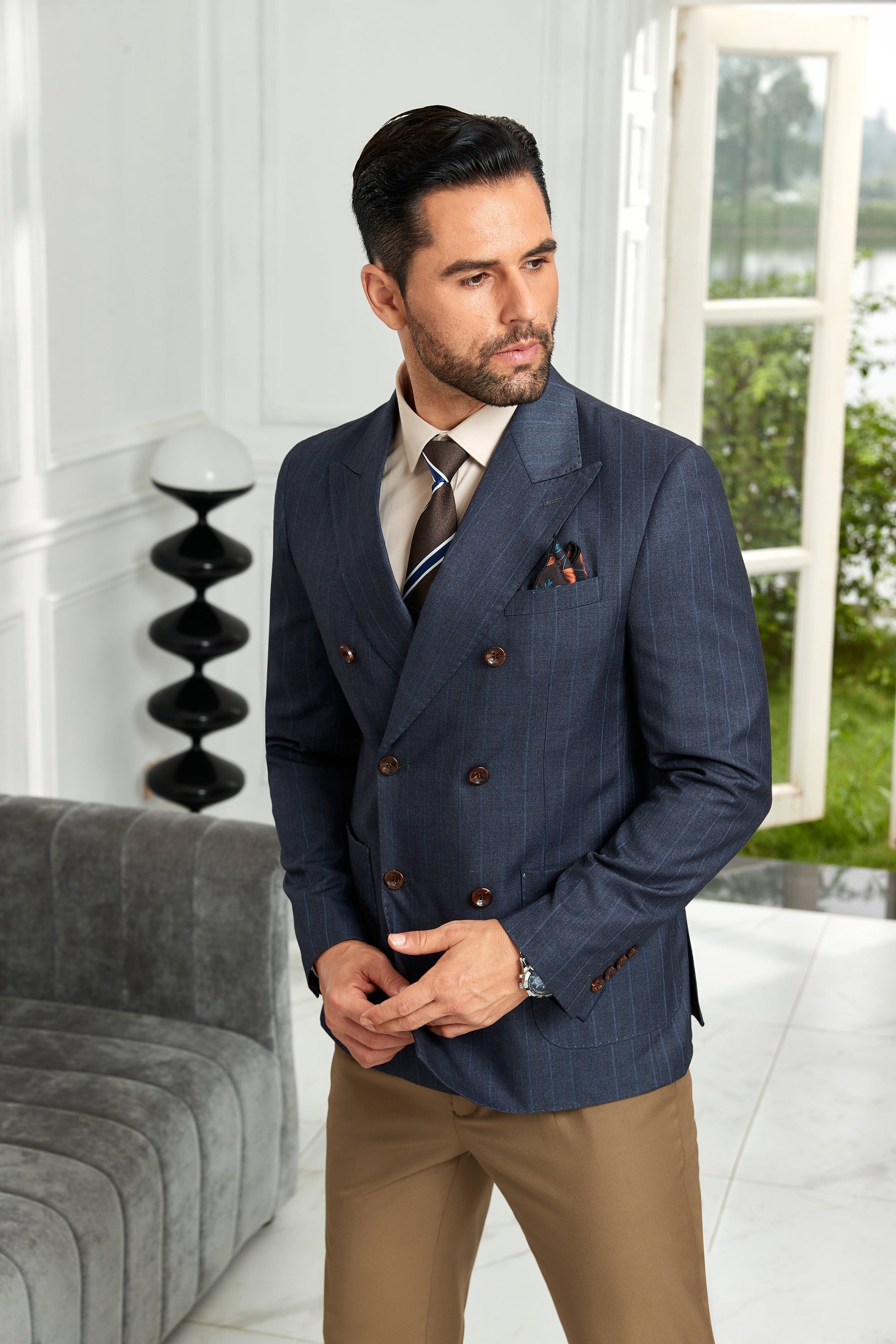 Designer Style New Double Breasted Men's Blazer Wehilion