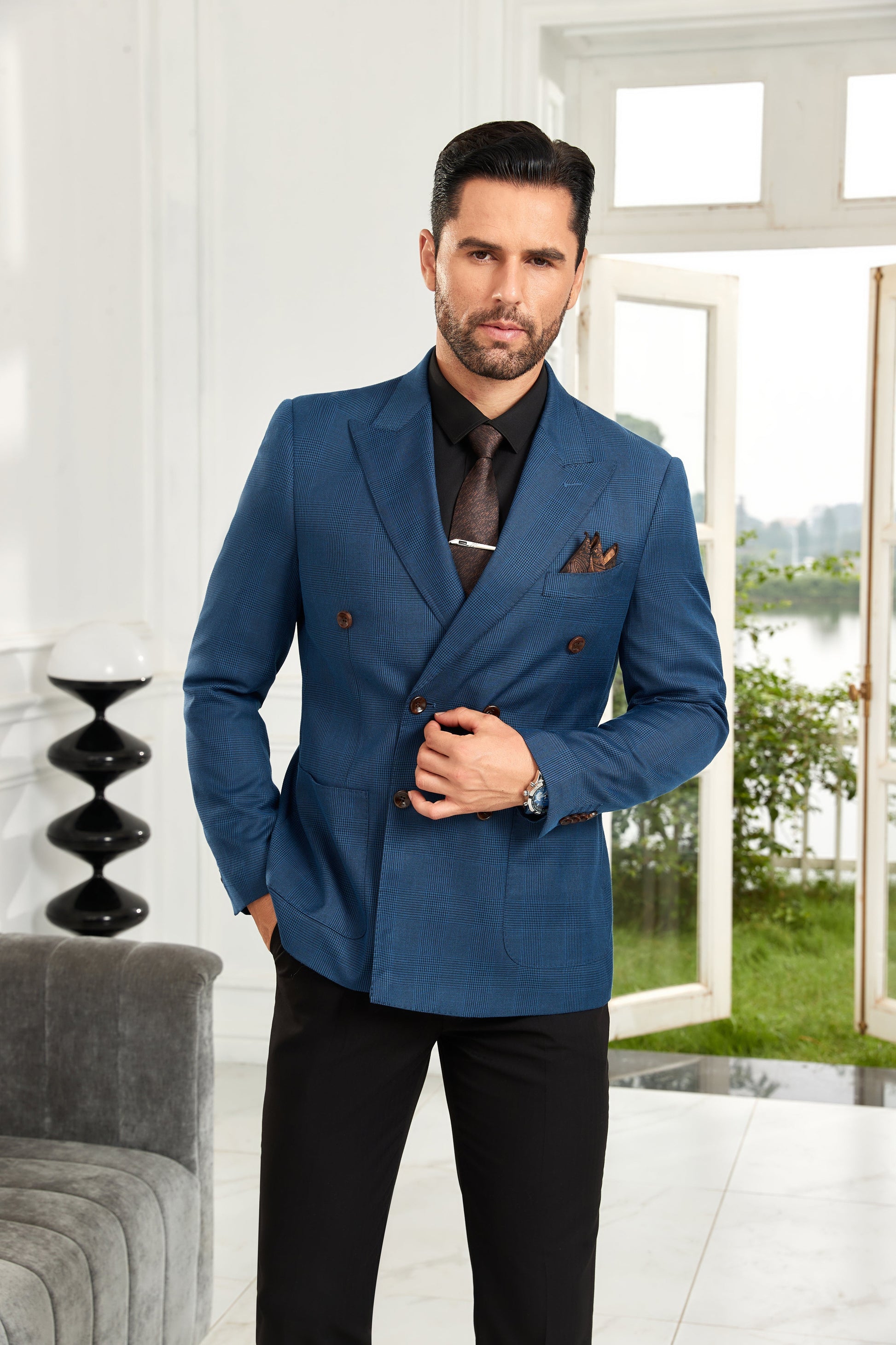 Designer Style New Double Breasted Men's Blazer Wehilion