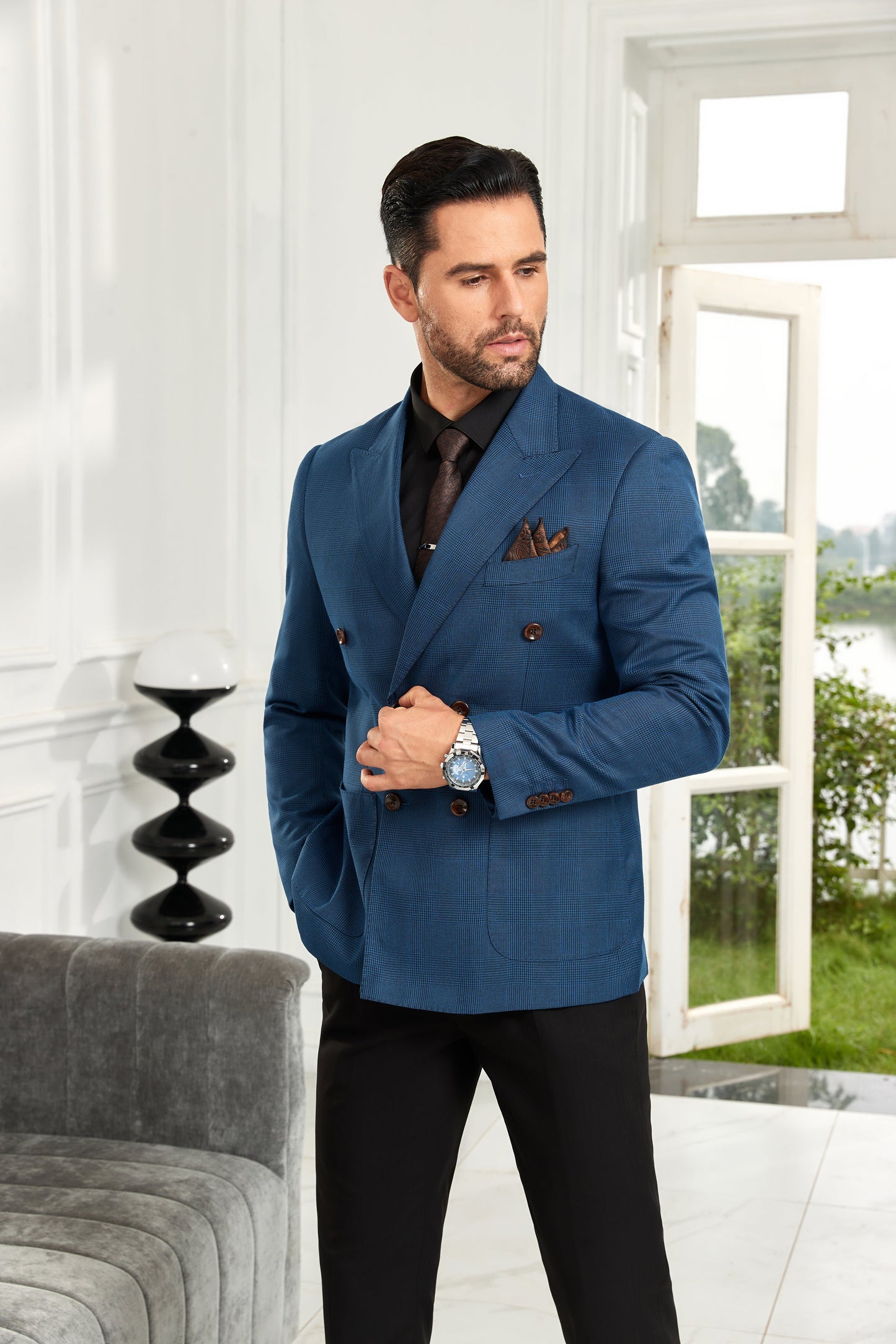 Designer Style New Double Breasted Men's Blazer Wehilion