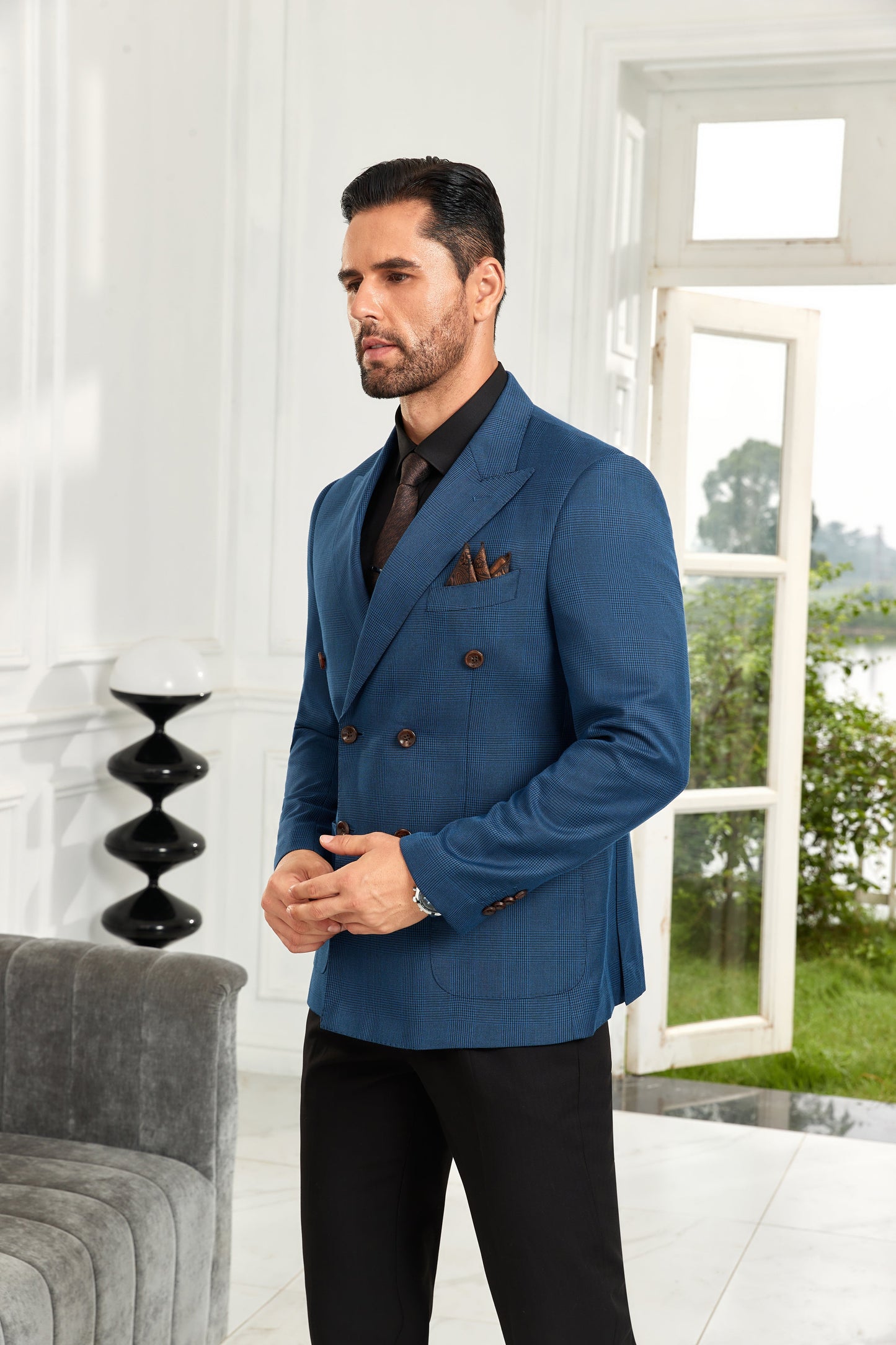 Designer Style New Double Breasted Men's Blazer Wehilion