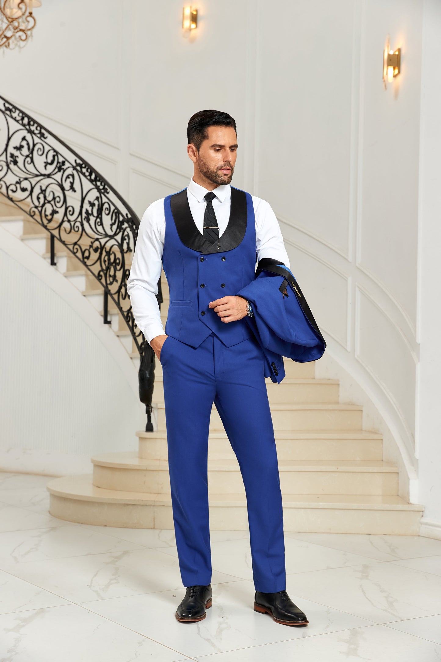 Designer Style Unique Design 2 Pieces Men's Suits Vest+Pants Wehilion