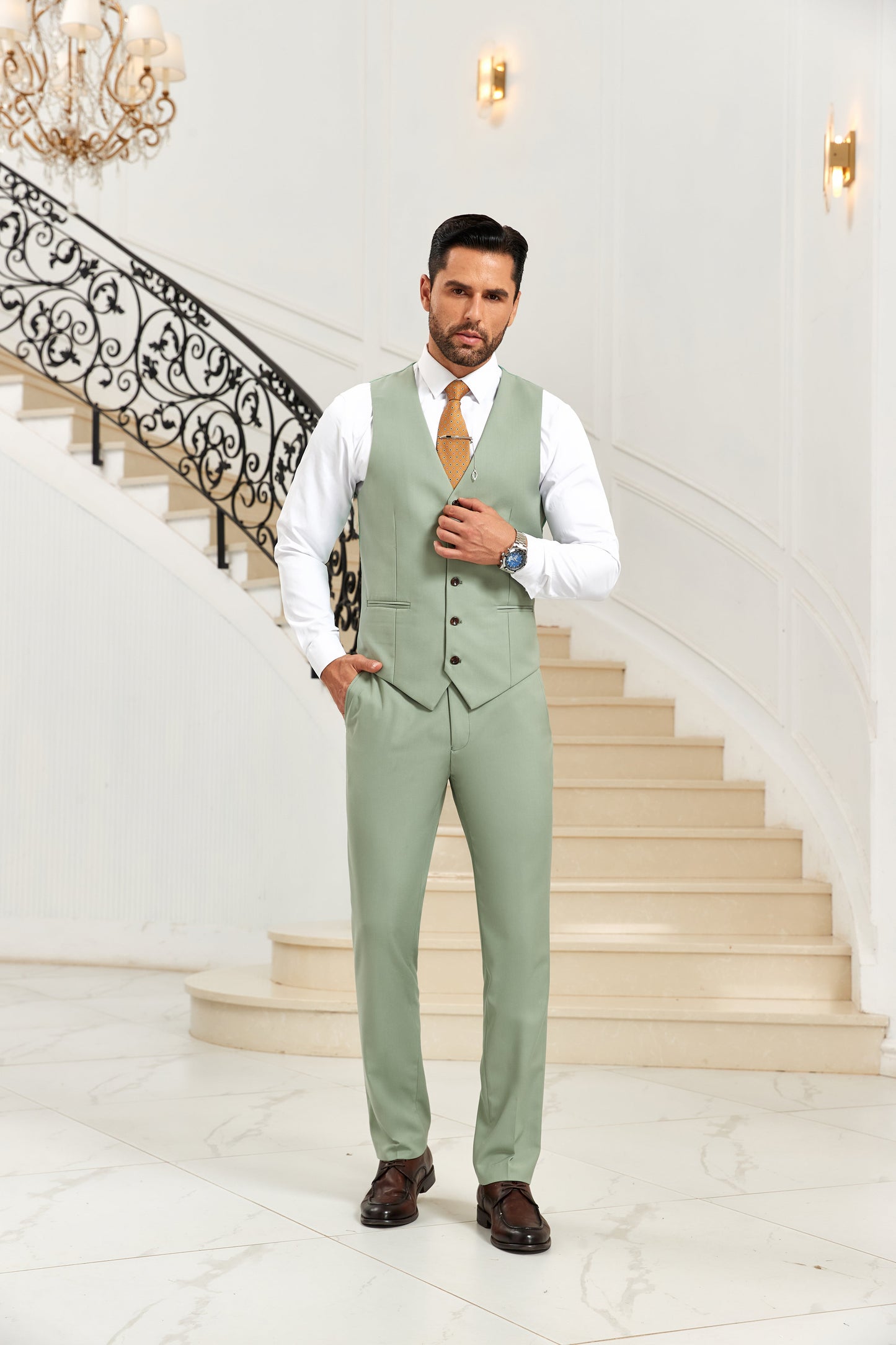 Designer Style Unique Design 2 Pieces Men's Suits Vest+Pants Wehilion