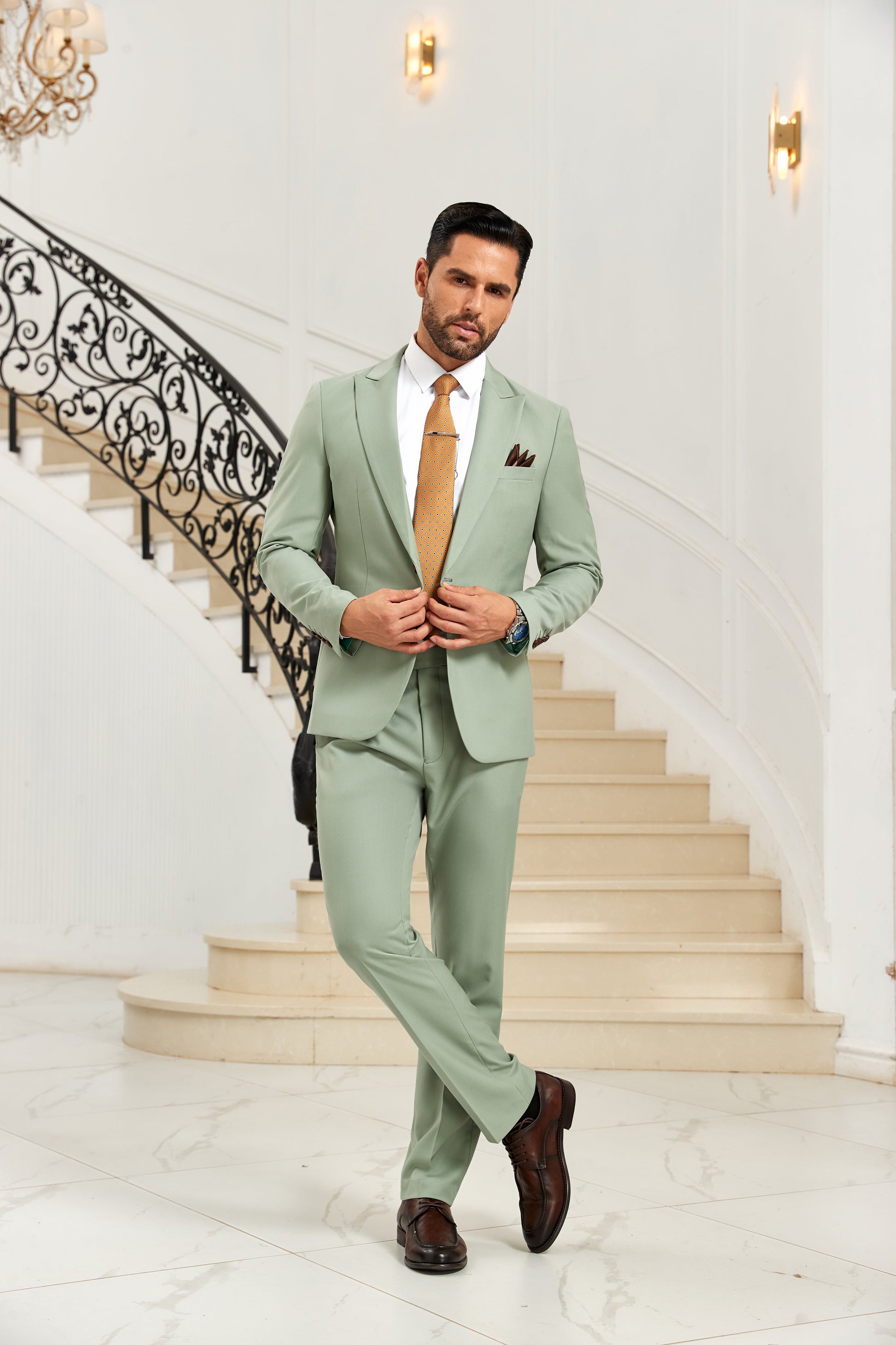 Designer Style Unique Design 2 Pieces Men's Suits Jacket+Pants Wehilion