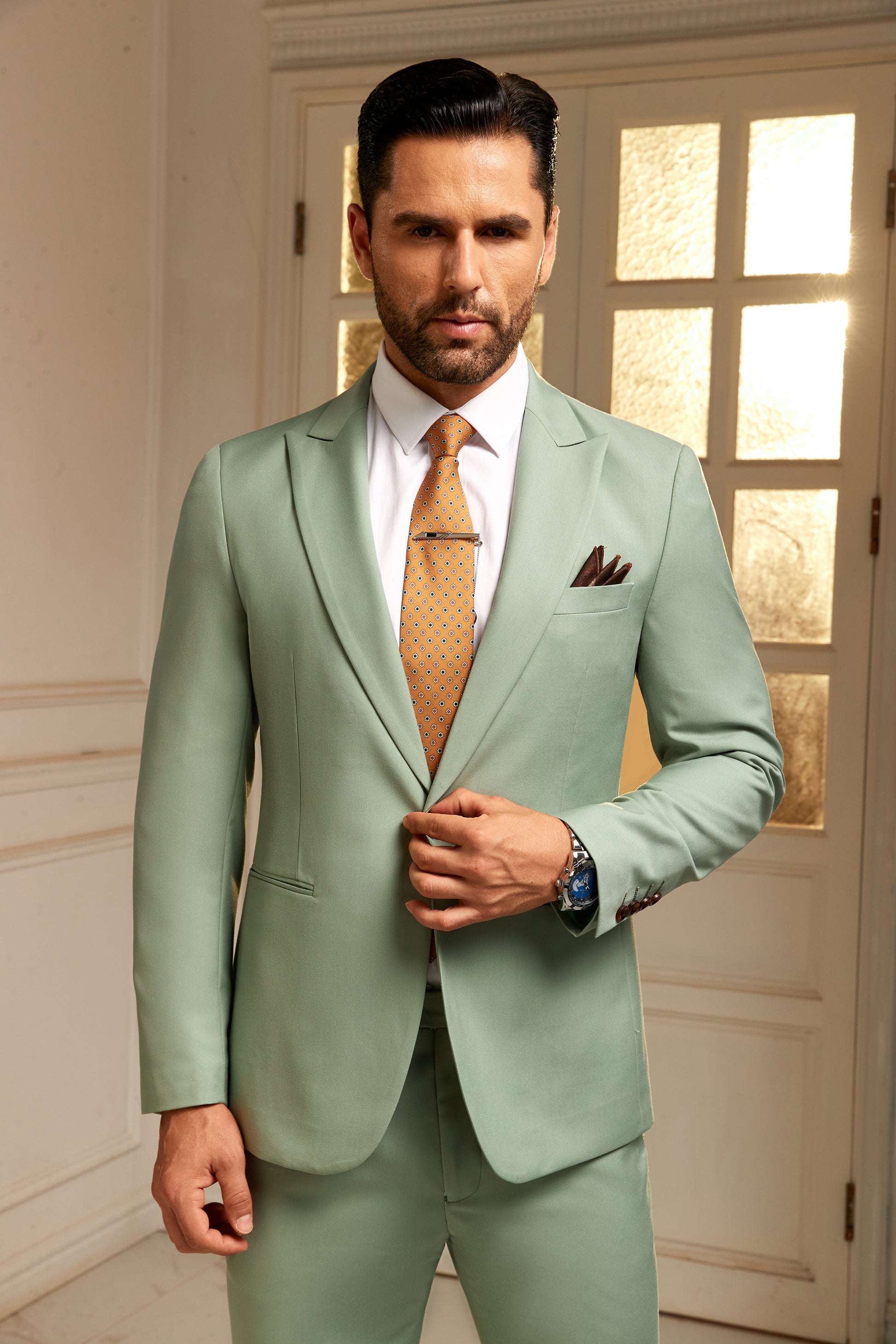 Designer Style Unique Design 2 Pieces Men's Suits Jacket+Pants Wehilion