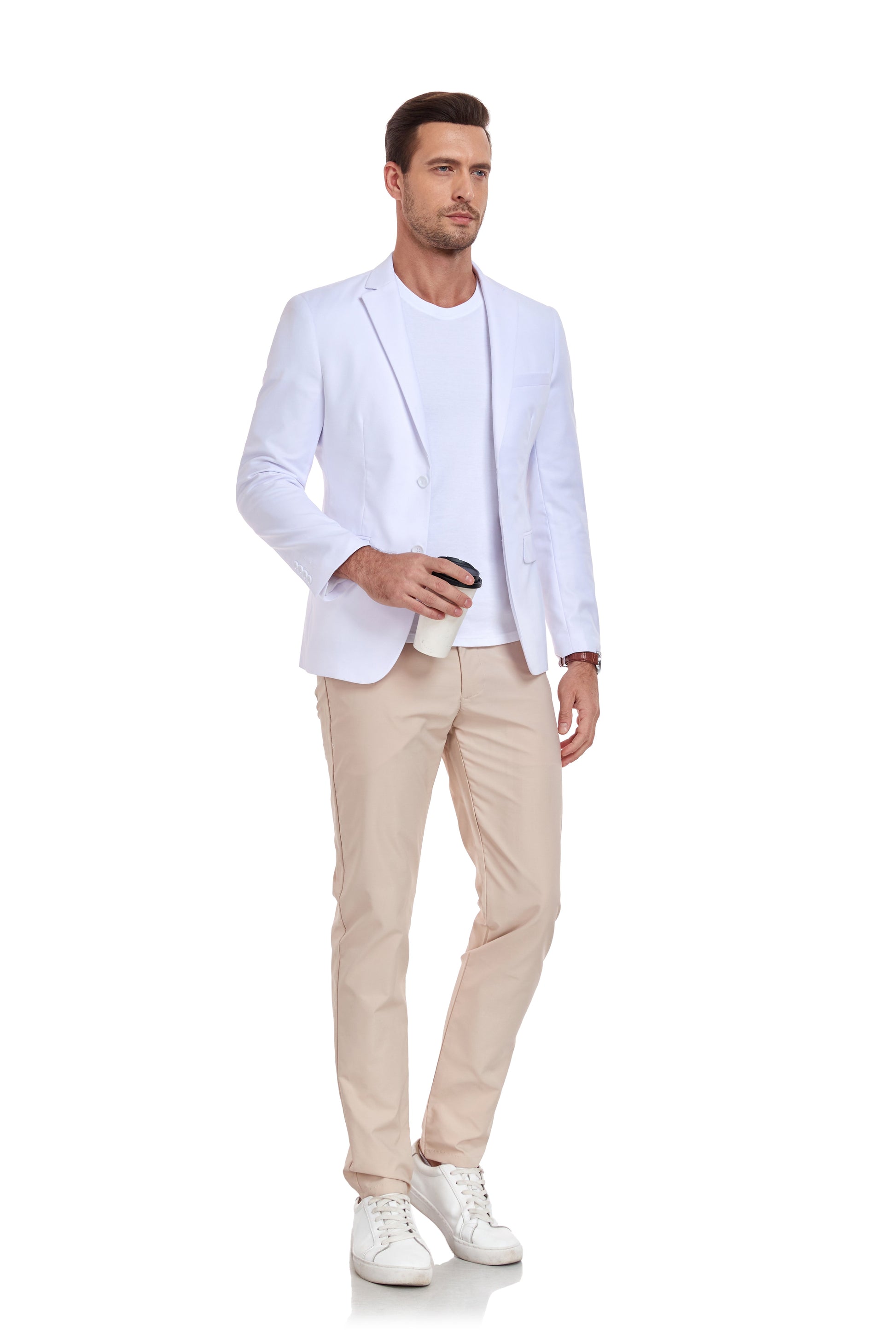 White Men's Two Button Blazer for Party, Wedding and Business Yuanlu