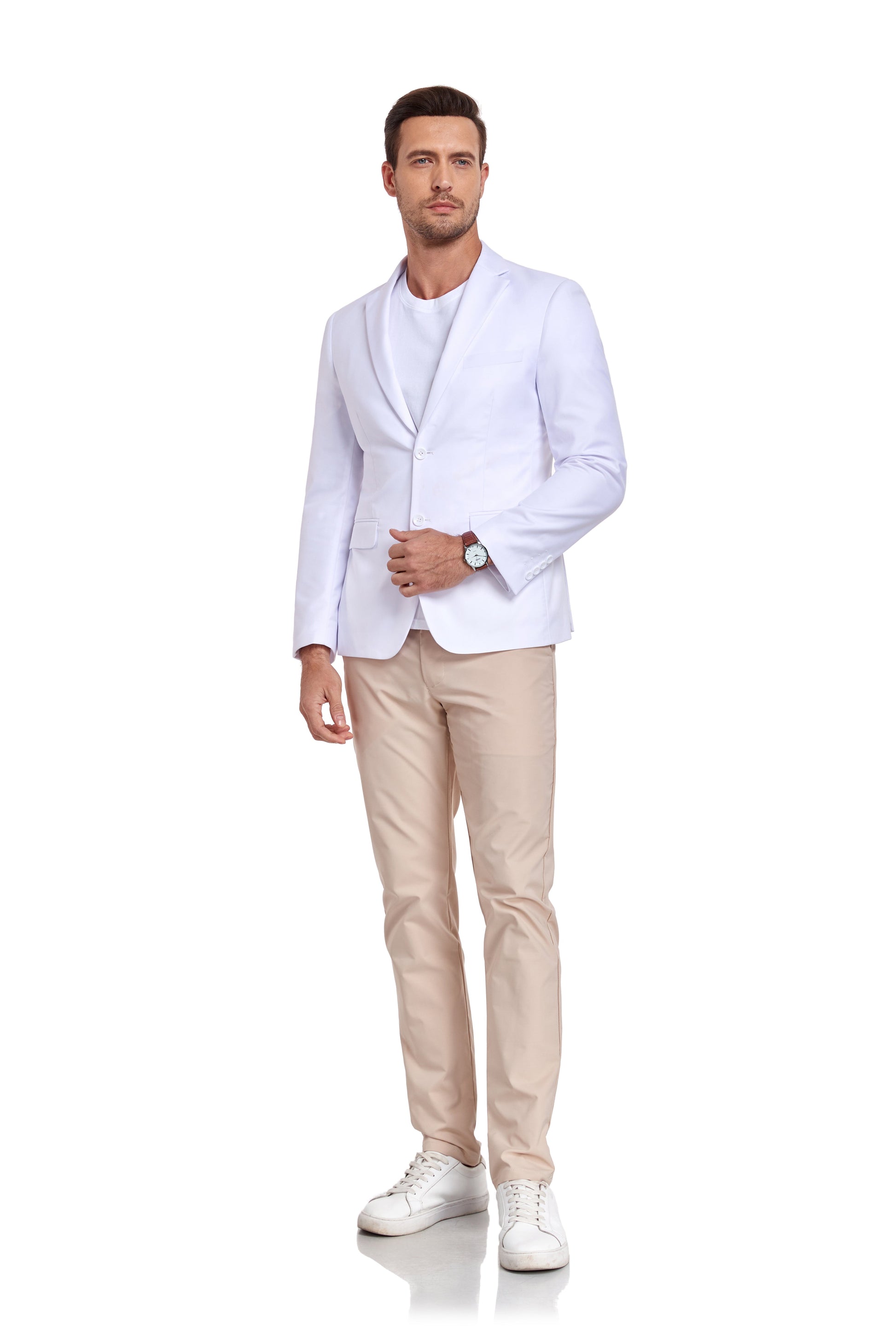 White Men's Two Button Blazer for Party, Wedding and Business Yuanlu