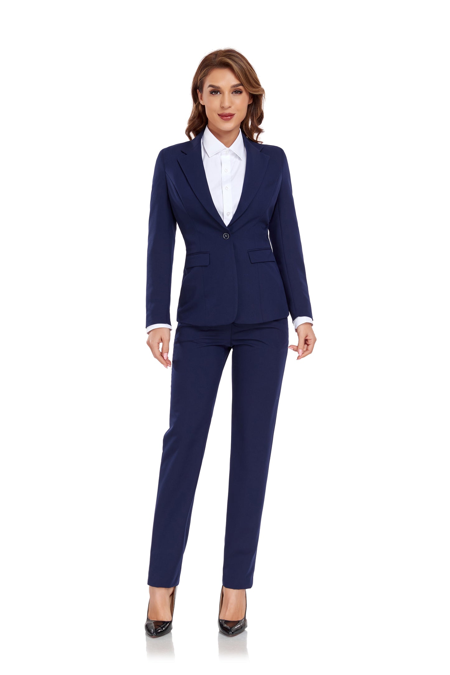 Navy Women's 2 Piece Office Work Suit Set Yuanlu