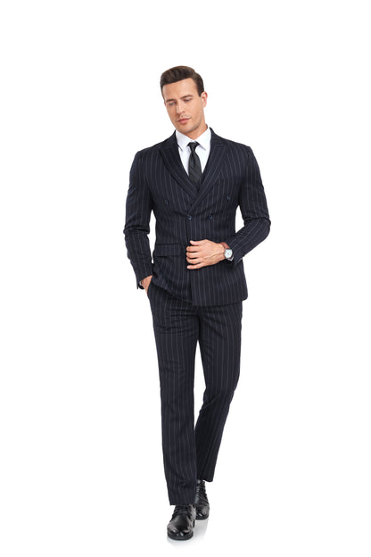 Navy Stripe Men's 3 Piece Set Yuanlu