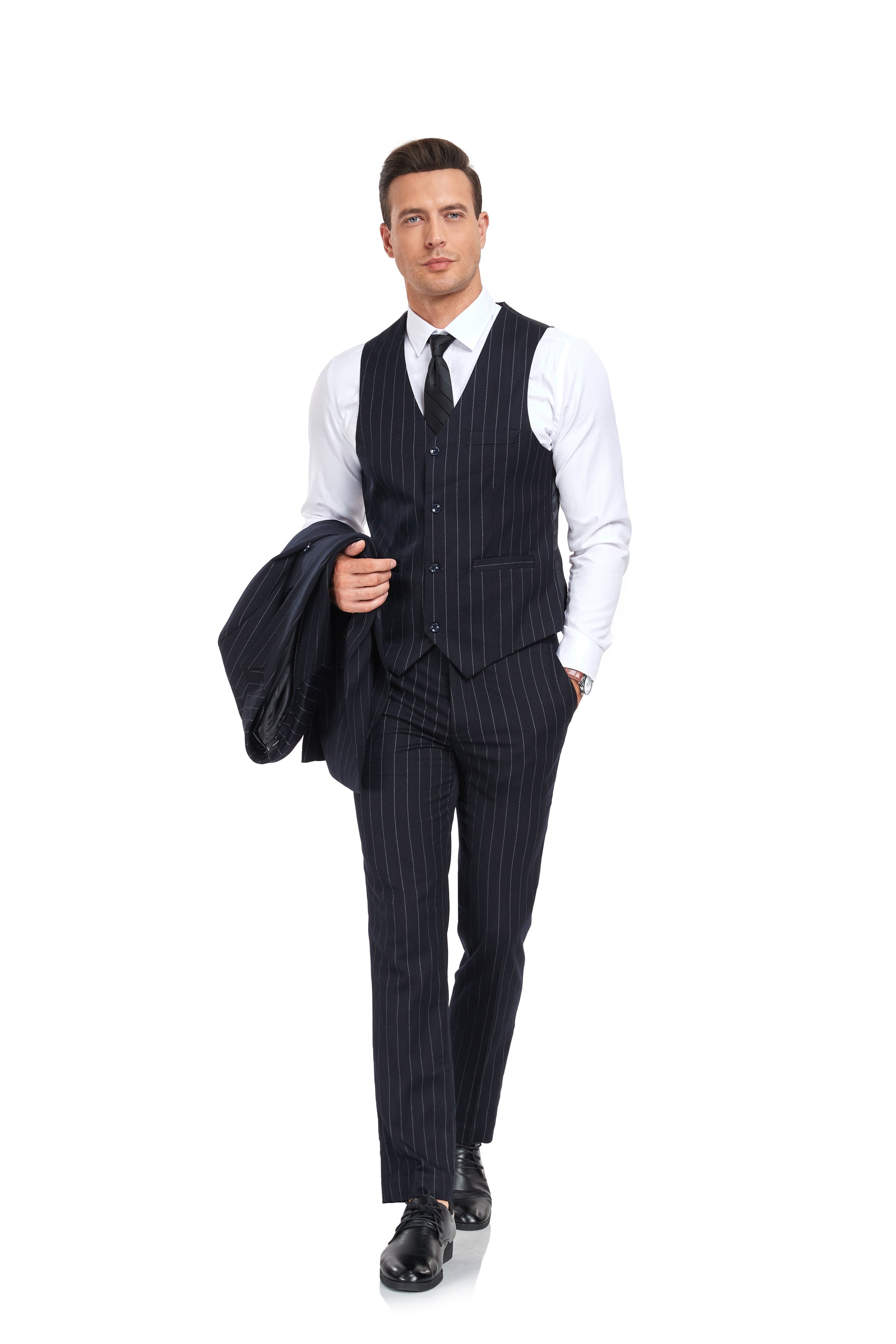 Navy Stripe Men's 3 Piece Set Yuanlu