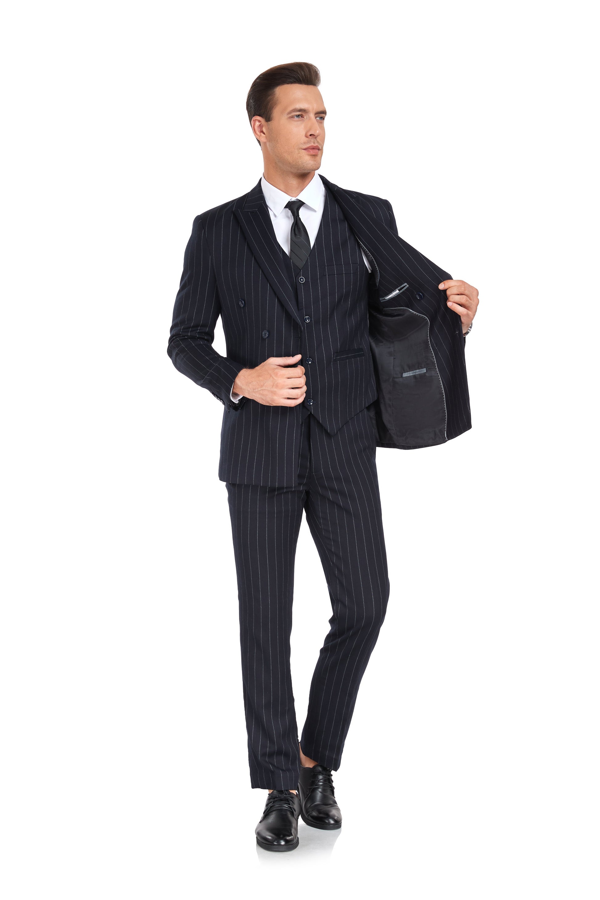 Navy Stripe Men's 3 Piece Set Yuanlu