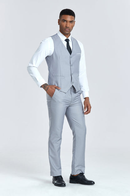 Light Grey Two Button Wedding 3 Pieces Slim Fit Men Suits Yuanlu