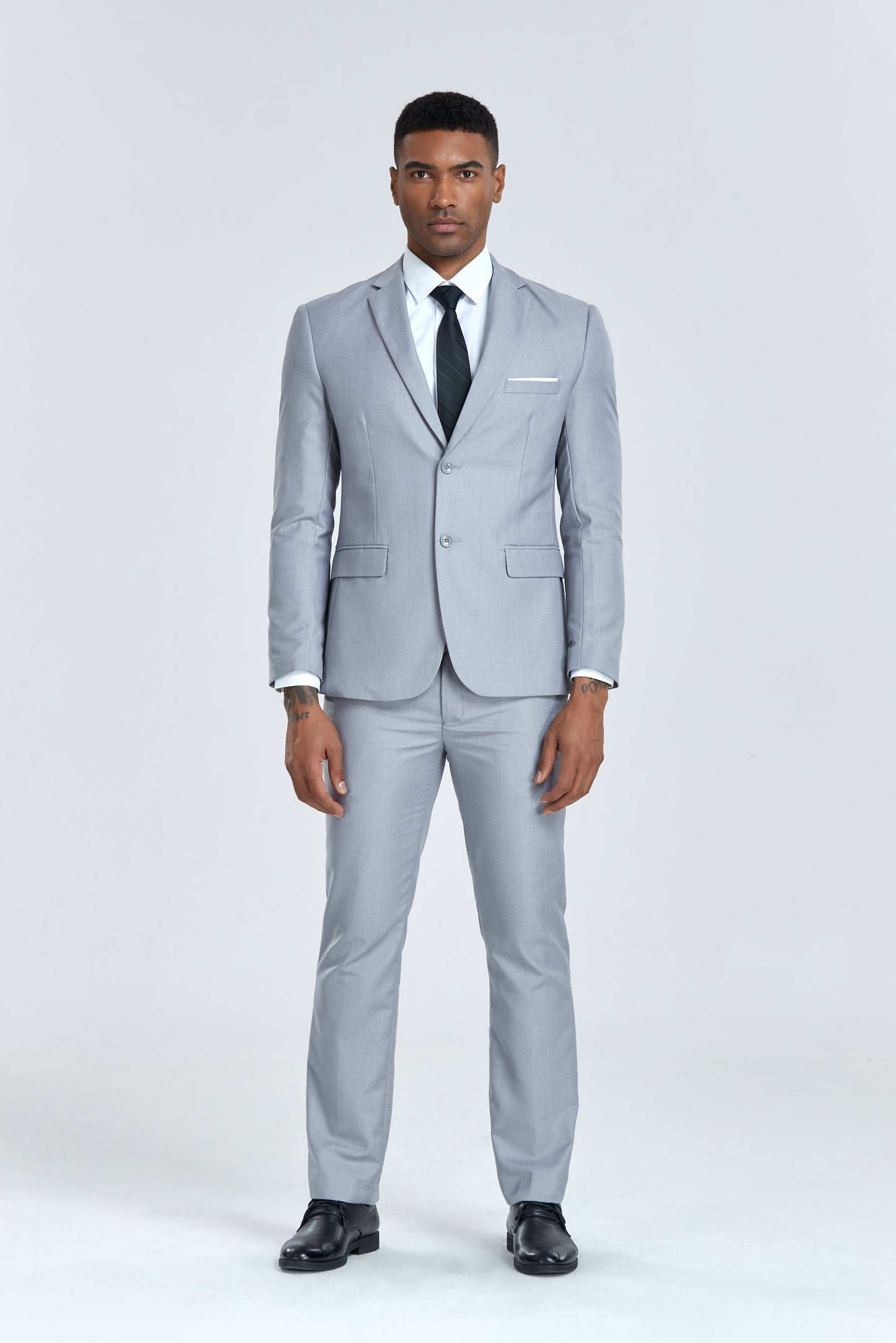 Light Grey Two Button Wedding 3 Pieces Slim Fit Men Suits Yuanlu