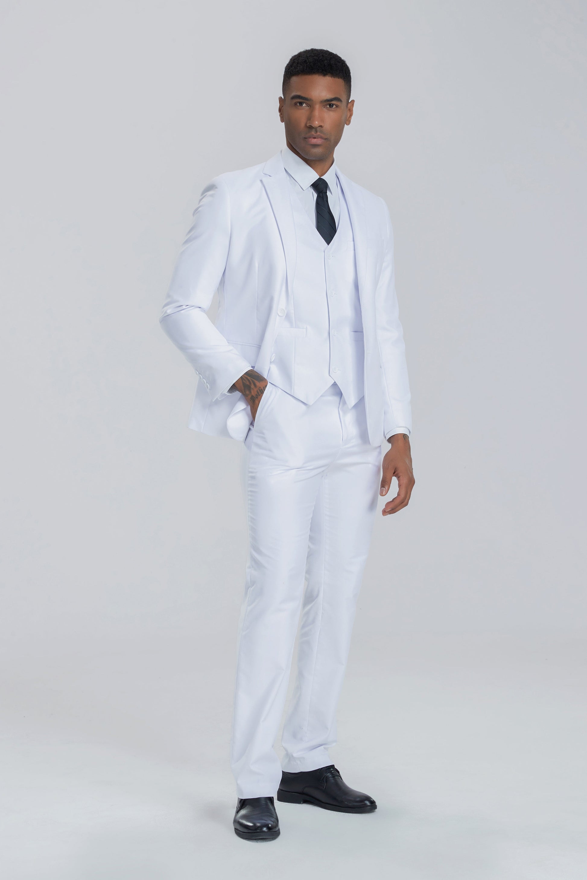 White Gentleman's Groomsmen Party Business Banquet 3 Piece Men Suits Yuanlu