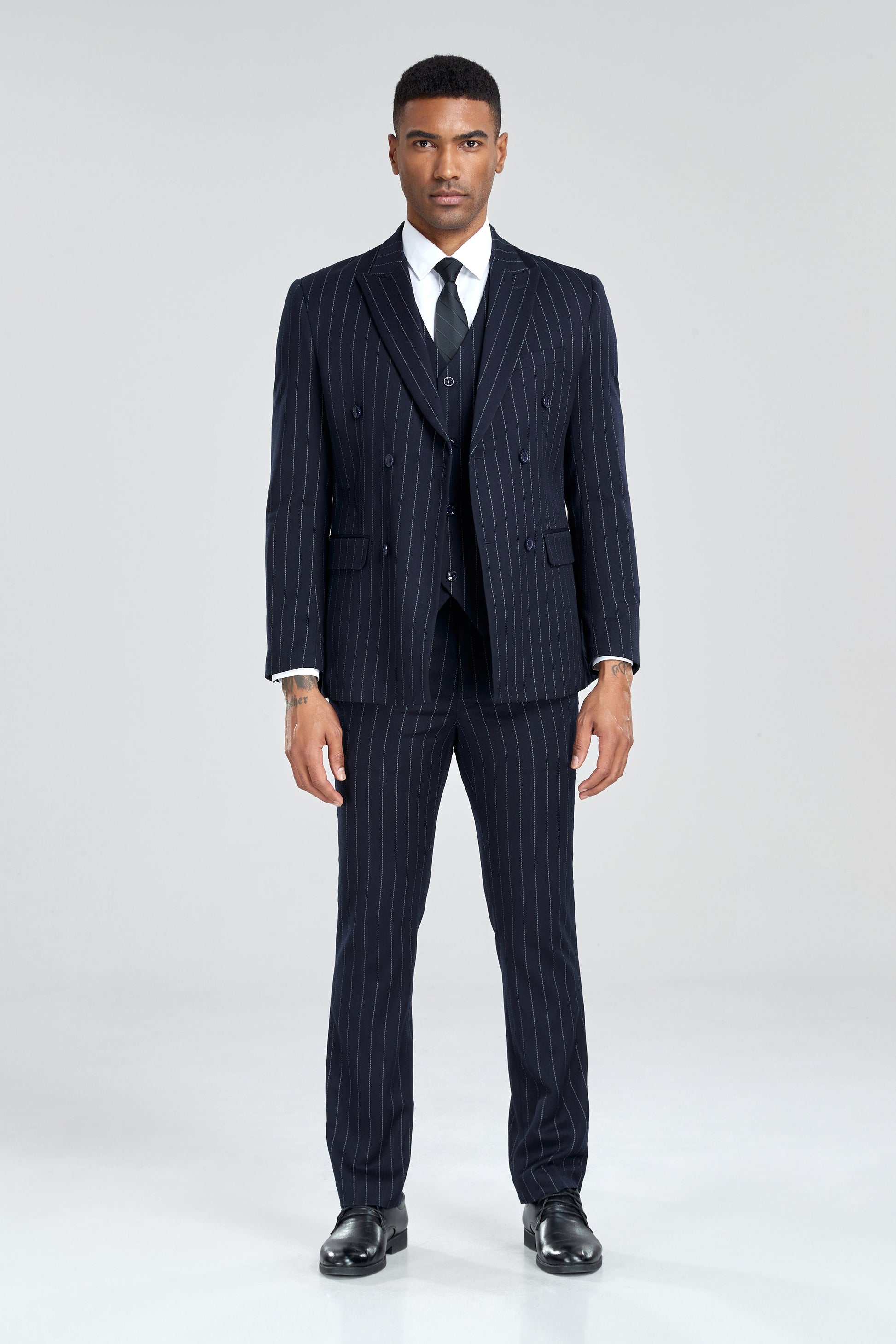 Navy Stripe Men's 3 Piece Set Yuanlu