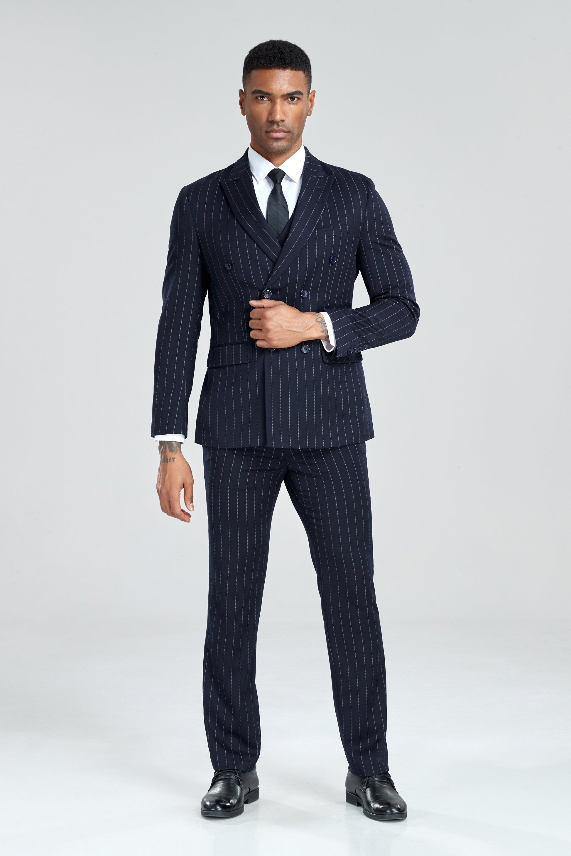 Navy Stripe Men's 3 Piece Set Yuanlu