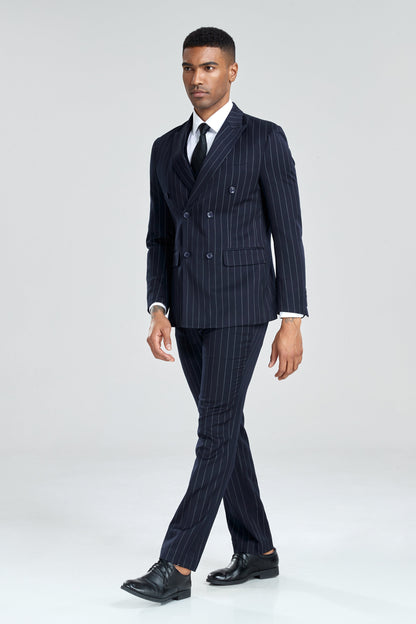 Navy Stripe Men's 3 Piece Set Yuanlu