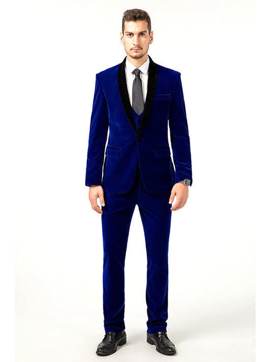 Blue Velvet Wedding Formal Party Business 4 Piece Men Suits Online MS011 sailishahan