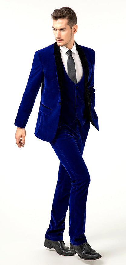 Blue Velvet Wedding Formal Party Business 4 Piece Men Suits Online MS011 sailishahan