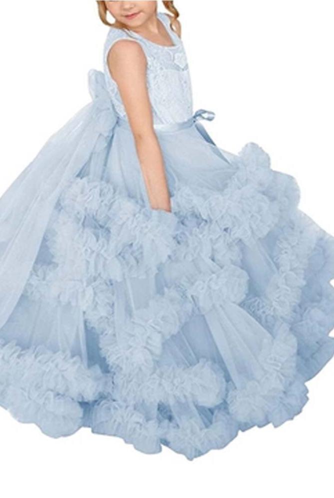 Flower Girl Dresses for Wedding Lace Puffy Pleated Tulle Pageant Princess Gown FLC00429 (MORE COLORS) Lycody