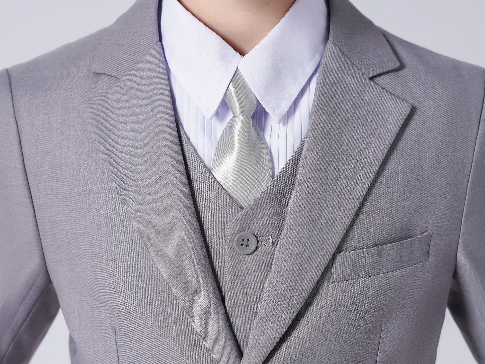 Light Grey Formal Classic 5 Piece Boys Suits Yuanlu