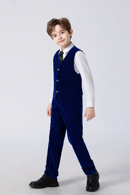 Royal Blue Velvet 5 Piece Boy's Formal Boys Suits Yuanlu